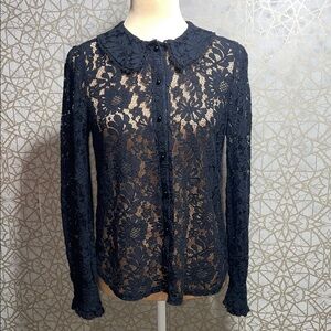 Cable & Gauge Black Lace Blouse